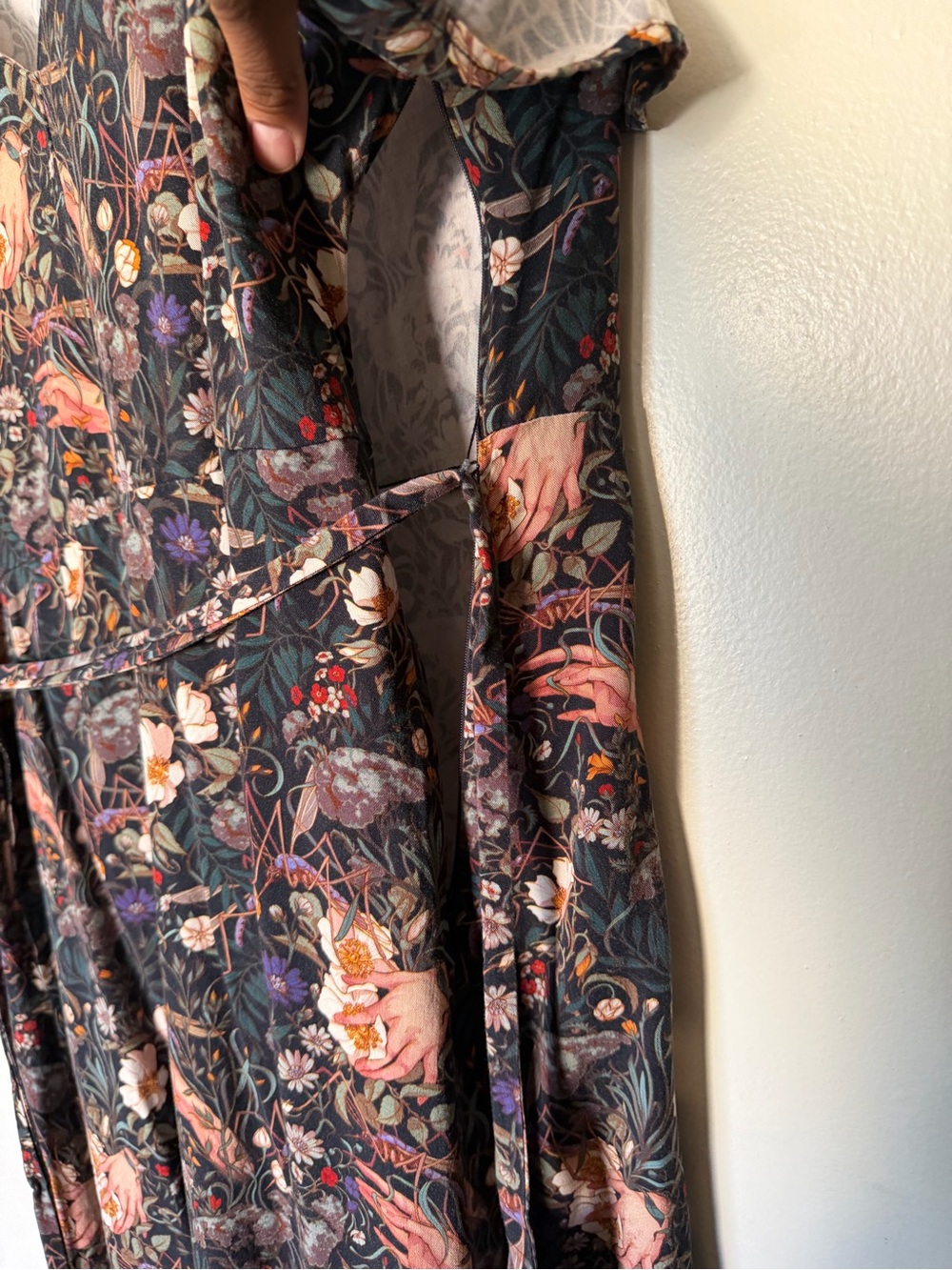 Disturbia Dark Floral Botanical Collared Mini Dress Size US 10 Goth Cottagecore - Picture 6 of 7